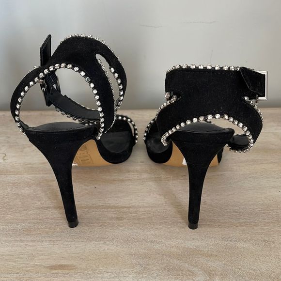 Express Black Velvet and Rhinestone Heels. Size 7 - Picture 3 of 7